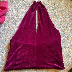 Dolan Halter top, velvet, hot pink